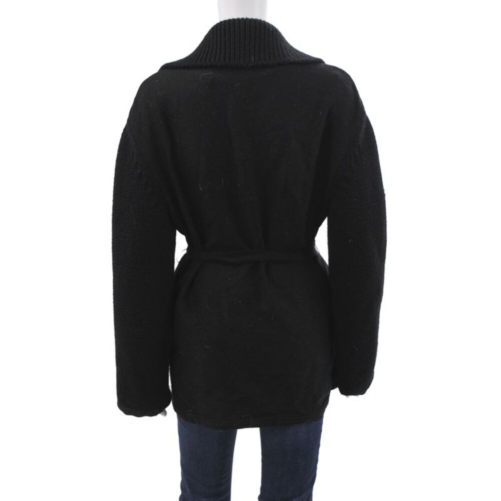 Narciso Rodriguez Women Cardigan Black Wool Collared Long Sleeve Snap Size 8